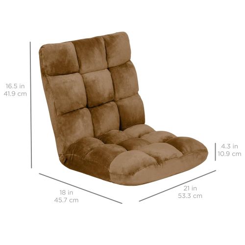  BEST CHOICE PRODUCTS Best Choice Products 14-Position Folding Adjustable Memory Foam Cushioned Padded Gaming Floor Sofa Chair for Living Room, Bedroom - Brown