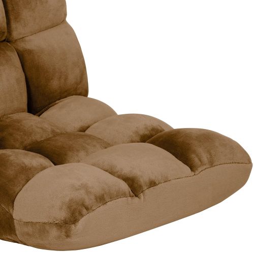  BEST CHOICE PRODUCTS Best Choice Products 14-Position Folding Adjustable Memory Foam Cushioned Padded Gaming Floor Sofa Chair for Living Room, Bedroom - Brown