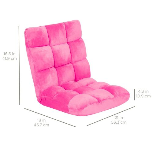  BEST CHOICE PRODUCTS Best Choice Products 14-Position Folding Adjustable Memory Foam Cushioned Padded Gaming Floor Sofa Chair for Living Room, Bedroom - Pink