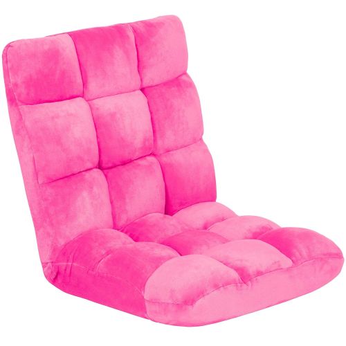  BEST CHOICE PRODUCTS Best Choice Products 14-Position Folding Adjustable Memory Foam Cushioned Padded Gaming Floor Sofa Chair for Living Room, Bedroom - Pink