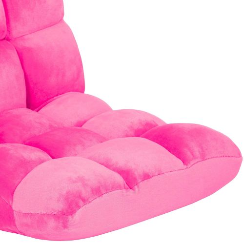  BEST CHOICE PRODUCTS Best Choice Products 14-Position Folding Adjustable Memory Foam Cushioned Padded Gaming Floor Sofa Chair for Living Room, Bedroom - Pink