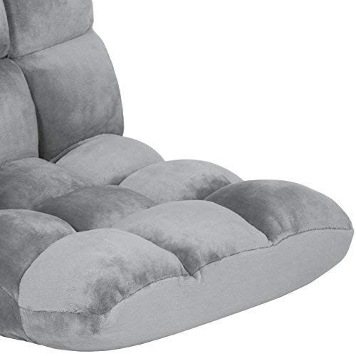  BEST CHOICE PRODUCTS Best Choice Products 14-Position Folding Adjustable Memory Foam Cushioned Padded Gaming Floor Sofa Chair for Living Room, Bedroom - Gray