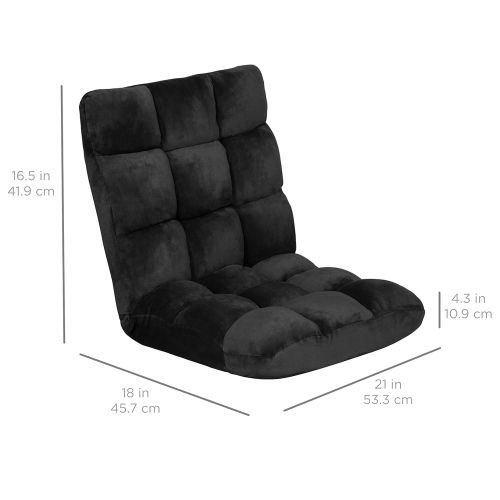  BEST CHOICE PRODUCTS Best Choice Products 14-Position Folding Adjustable Memory Foam Cushioned Padded Gaming Floor Sofa Chair for Living Room, Bedroom - Black