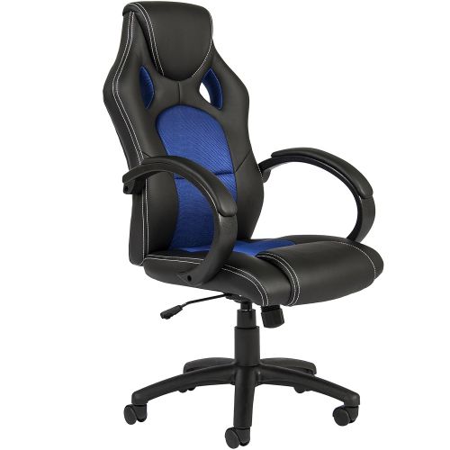  BEST CHOICE PRODUCTS Best Choice Products Executive Padded PU Leather Racing Style Design Swivel Office Chair for Gaming, Work wHigh-Back Seat, Armrests, Tilt & Height Adjustment - Blue