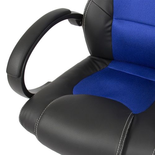  BEST CHOICE PRODUCTS Best Choice Products Executive Padded PU Leather Racing Style Design Swivel Office Chair for Gaming, Work wHigh-Back Seat, Armrests, Tilt & Height Adjustment - Blue