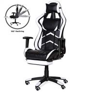 BEST CHOICE PRODUCTS Best Choice Products Ergonomic High Back Executive Office Computer Racing Gaming Chair w/ 360-Degree Swivel, 180-Degree Reclining, Pull-Out Footrest, Adjustable Armrests, Headrest,