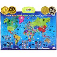 BEST LEARNING i-Poster My World Interactive Map - Educational Talking Toy for Children of Ages 5 to 12 Years Old - Geography Learning Game as a Birthday Gift for Kids Ages 8-12