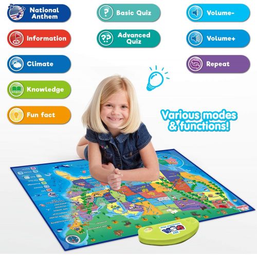  BEST LEARNING i-Poster My USA Interactive Map - Educational Talking Toy for Kids of Ages 5 to 12 Years