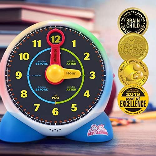  [아마존베스트]BEST LEARNING Learning Clock - Educational Talking Learn to Tell Time Light-Up Toy with Quiz and Sleep Mode Lullaby Music for Toddlers & Kids Ages 3 to 6 Years Old