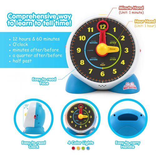  [아마존베스트]BEST LEARNING Learning Clock - Educational Talking Learn to Tell Time Light-Up Toy with Quiz and Sleep Mode Lullaby Music for Toddlers & Kids Ages 3 to 6 Years Old