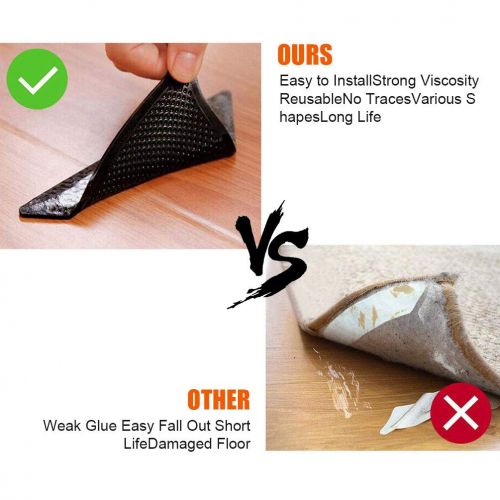  BEST NEW】Reusable Rug Grippers for Hardwood Floors, Carpet Gripper for Anti Curling & Sliding, Washable Rug Grippers Pads for Tile Floors, Carpets, Floor Mats -Set of 16Pcs(Black)