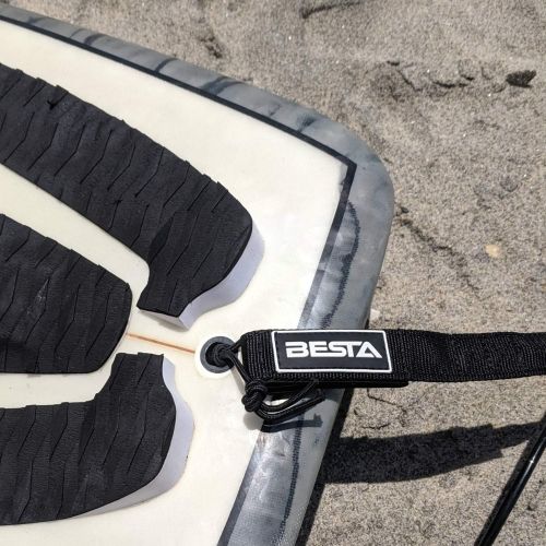  BESTA Surfboard Leash, Premium Surf Leash with Full-Size Padded Ankle Cuff and Key Pocket, Stainless Swivels and Quick-Release Rail Saver