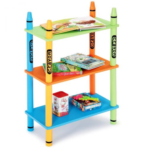  BESTChoiceForYou 3 Tiers Kids Bookshelf Crayon Themed Storage Colorful Shelves