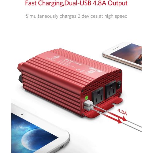  [아마존 핫딜]  [아마존핫딜]BESTEK 500W Power Inverter DC 12V to 110V AC Converter with 4.8A Dual USB Car Charger ETL Listed