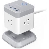 [아마존 핫딜] [아마존핫딜]BESTEK Power Strip with USB, Vertical Cube Mountable Power Outlet Extender with 3 Outlets, 3 USB & 1 Type-C Ports, 5-Foot Extension Cord and Detachable Base for Easy Mounting