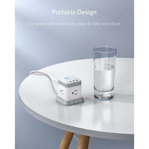  [아마존 핫딜] [아마존핫딜]BESTEK Power Strip with USB, Vertical Cube Mountable Power Outlet Extender with 3 Outlets, 3 USB & 1 Type-C Ports, 5-Foot Extension Cord and Detachable Base for Easy Mounting