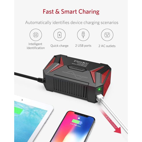  [아마존 핫딜] [아마존핫딜]BESTEK 300Watt Pure Sine Wave Power Inverter Car Adapter DC 12V to AC 110V with 4.2A Dual Smart USB Ports