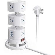 [아마존 핫딜] [아마존핫딜]BESTEK 3-Tier Stackable 12 Outlets Power Strip Tower Electric Charging Station with 3 USB Ports for PC Laptop Mobiles,6 Feet Extension Cord,White