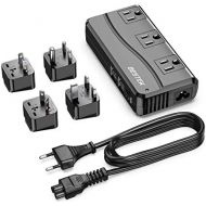 [아마존 핫딜] [아마존핫딜]BESTEK Universal Travel Adapter 100-220V to 110V Voltage Converter 250W with 6A 4-Port USB Charging 3 AC Sockets and EU/UK/AU/US/India Worldwide Plug Adapter (Black)