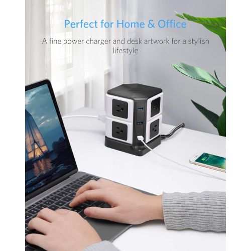  [아마존 핫딜] [아마존핫딜]BESTEK Surge Protector 8-Outlet and 3-Port Smart USB Power Strip with 300 Joules Surge Protection,ETL Listed,Dorm Room Accessories