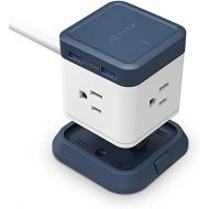 [아마존핫딜][아마존 핫딜] BESTEK Compact Power Strip Travel Cube 3-Outlet and 4 USB Charging Station with Mountable Detachable Base, 5 Feet Extension Cord, Flat Plug,1875W