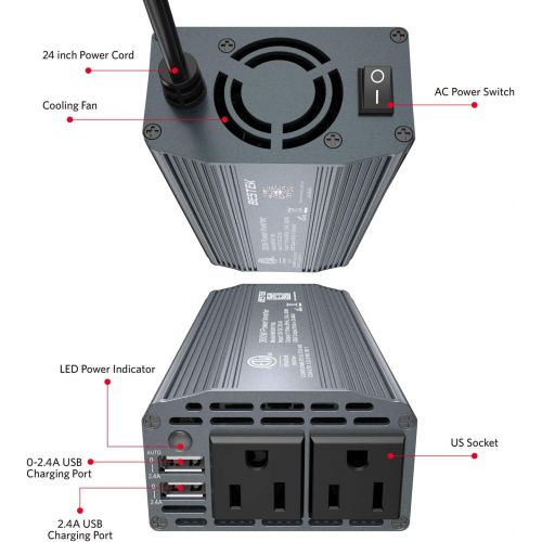  [아마존 핫딜] BESTEK 300W Power Inverter DC 12V to 110V AC Car Inverter with 4.2A Dual USB Car Adapter (Gray)