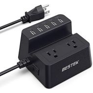 [아마존 핫딜] BESTEK 40W 8A 5-Port USB Charging Station 1700 Joule 2-Outlet Power Strip Surge Protector with 5-Feet Cord, Black