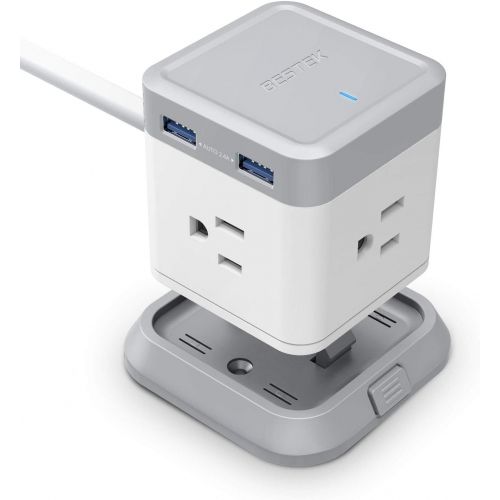  [아마존 핫딜] BESTEK Power Strip with USB, Vertical Cube Mountable Power Outlet Extender with 3 Outlets, 4 USB Ports, 5-Foot Extension Cord and Detachable Base for Easy Mounting