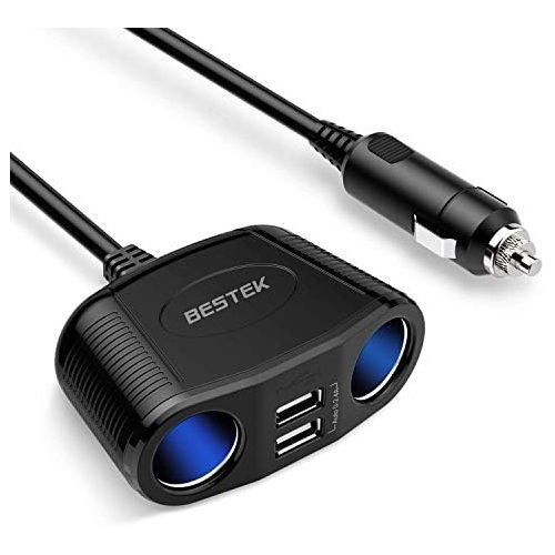  [아마존베스트]BESTEK 150W 2-Socket Cigarette Lighter Power Adapter DC Outlet Splitter 3A Dual USB Car Charger for iPhone X/8/7/6s/6 Plus, iPad, Galaxy S9/S9 Plus, Google Pixel, Motorola, LG, Nex