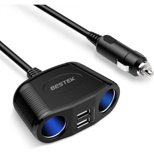  [아마존베스트]BESTEK 150W 2-Socket Cigarette Lighter Power Adapter DC Outlet Splitter 3A Dual USB Car Charger for iPhone X/8/7/6s/6 Plus, iPad, Galaxy S9/S9 Plus, Google Pixel, Motorola, LG, Nex