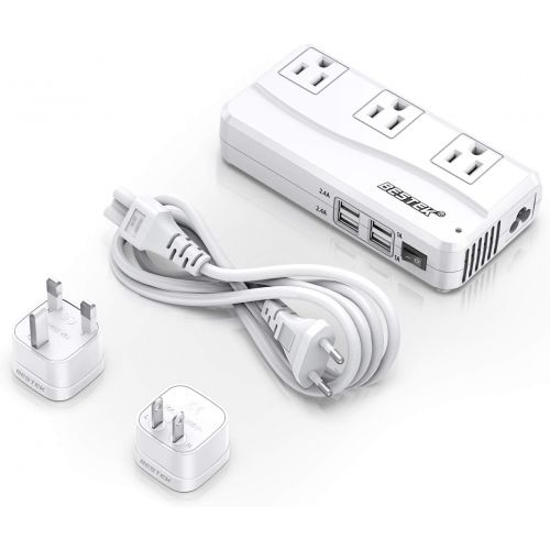  [아마존베스트]BESTEK Universal Travel Adapter 220V to 110V Voltage Converter with 6A 4-Port USB Charging and UK/AU/US/EU Worldwide Plug Adapter (White)