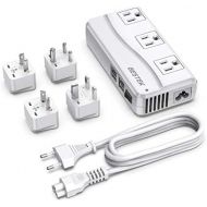 [아마존베스트]BESTEK Universal Travel Adapter 100-220V to 110V Voltage Converter 250W with 6A 4-Port USB Charging 3 AC Sockets and EU/UK/AU/US/India Worldwide Plug Adapter (White)