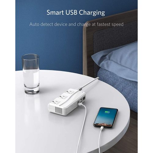  [아마존베스트]BESTEK Universal Travel Adapter 100-220V to 110V Voltage Converter 250W with 6A 4-Port USB Charging 3 AC Sockets and EU/UK/AU/US/India Worldwide Plug Adapter (White)