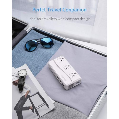  [아마존베스트]BESTEK Universal Travel Adapter 100-220V to 110V Voltage Converter 250W with 6A 4-Port USB Charging 3 AC Sockets and EU/UK/AU/US/India Worldwide Plug Adapter (White)