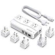 [아마존베스트]BESTEK International Power Adapter, 220V to 110V Step Down Travel Voltage Converter with 4-Port USB Including US/AU/EU/UK//India/South Africa Plug Adapter, 200W