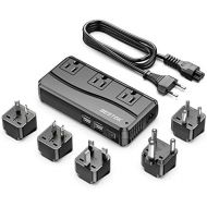 [아마존베스트]BESTEK 200W Power Converter 3-Outlet and 4-Port USB Travel Voltage Transformer 220V to 110V with Type G/D/M/AU/US Travel Plug Adapters