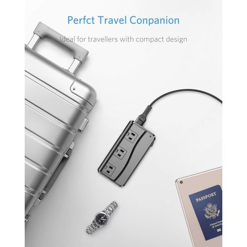  [아마존베스트]BESTEK 200W Power Converter 3-Outlet and 4-Port USB Travel Voltage Transformer 220V to 110V with Type G/D/M/AU/US Travel Plug Adapters