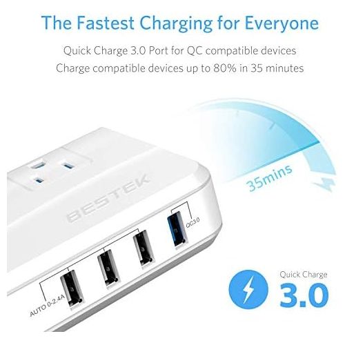  [아마존베스트]BESTEK Universal Travel Adapter Power Step Down 220V to 110V Voltage Converter with QC3.0 USB Charging Port International Travel Adapter for UK/AU/US/EU/Asia, ETL Listed