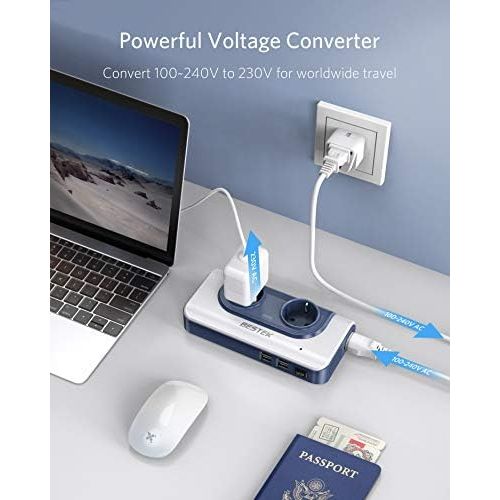  [아마존베스트]-Service-Informationen 200 W Voltage Converter AC 110 V to AC 230 V Travel Adapter / BESTEK Voltage Converter 110 USA with 4 USB Travel Charger/Power Adapter Replaceable Travel Plug Transformer / Power A