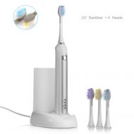 BESTEK Electric Toothbrush Rechargeable Sonic Toothbrush - Includes 4 Replacement Heads 3 Brush Modes...