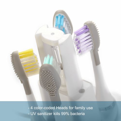  BESTEK Electric Toothbrush Rechargeable Sonic Toothbrush - Includes 4 Replacement Heads 3 Brush Modes...