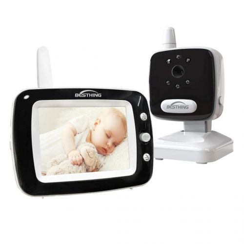  BESTHING Aurola Baby Monitor with 3.5 LCD Screen, Digital Camera, Infrared Night Vision, Two-Way Talk Back, Lullabies, Long Range, Temperature Monitoring, and High Capacity Battery, Black