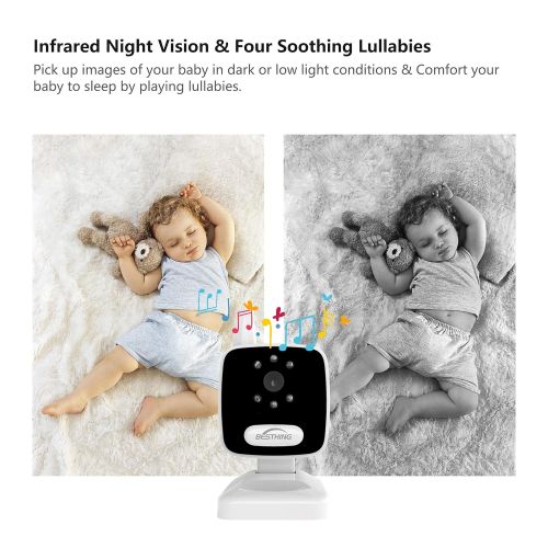  BESTHING Aurola Baby Monitor with 3.5 LCD Screen, Digital Camera, Infrared Night Vision, Two-Way Talk Back, Lullabies, Long Range, Temperature Monitoring, and High Capacity Battery, Black