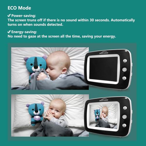  BESTHING Aurola Baby Monitor with 3.5 LCD Screen, Digital Camera, Infrared Night Vision, Two-Way Talk Back, Lullabies, Long Range, Temperature Monitoring, and High Capacity Battery, Black