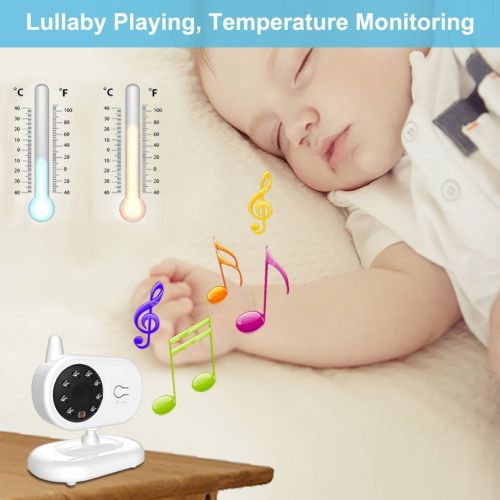  BESTHING Digital Baby Monitor with 3.5 Inch Color Screen, Smart LED Indicator Light, Night Vision, Soothing Lullabies, Two Way Audio and Temperature Display