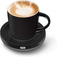[아마존베스트]BESTINNKITS Smart Coffee Set Auto On/Off Gravity-induction Mug Office Desk Use, Candle Wax Cup Warmer Heating Plate (Up To 131F/55C), 14oz