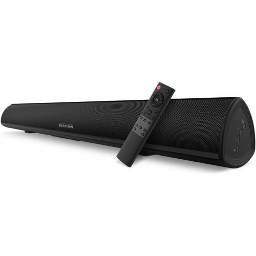  [아마존베스트]BYL Sound bar, Bestisan Soundbar Wired and Wireless Bluetooth 5.0 Speaker for TV (28 Inches, Optical Cable Included, DSP, Bass Adjustable, Wall Mountable)