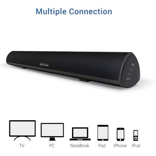  [아마존베스트]BYL Sound bar, Bestisan Soundbar Wired and Wireless Bluetooth 5.0 Speaker for TV (28 Inches, Optical Cable Included, DSP, Bass Adjustable, Wall Mountable)
