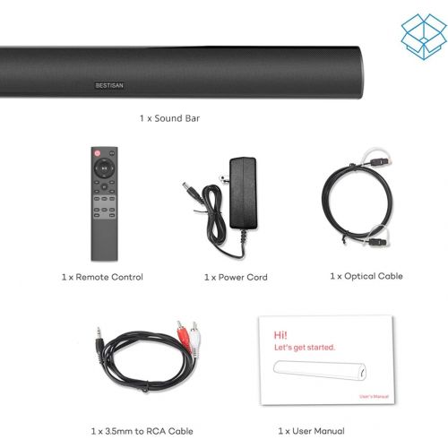  [아마존베스트]BYL Sound bar, Bestisan Soundbar Wired and Wireless Bluetooth 5.0 Speaker for TV (28 Inches, Optical Cable Included, DSP, Bass Adjustable, Wall Mountable)