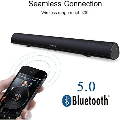  [아마존베스트]BYL 80Watt 34Inch Sound bar, Bestisan Soundbar Bluetooth 5.0 Wireless and Wired Home Theater Speaker (DSP, Bass Adjustable, Optical Cable Included, Worry-Free 90-Day Trial, 2019 Upgrad